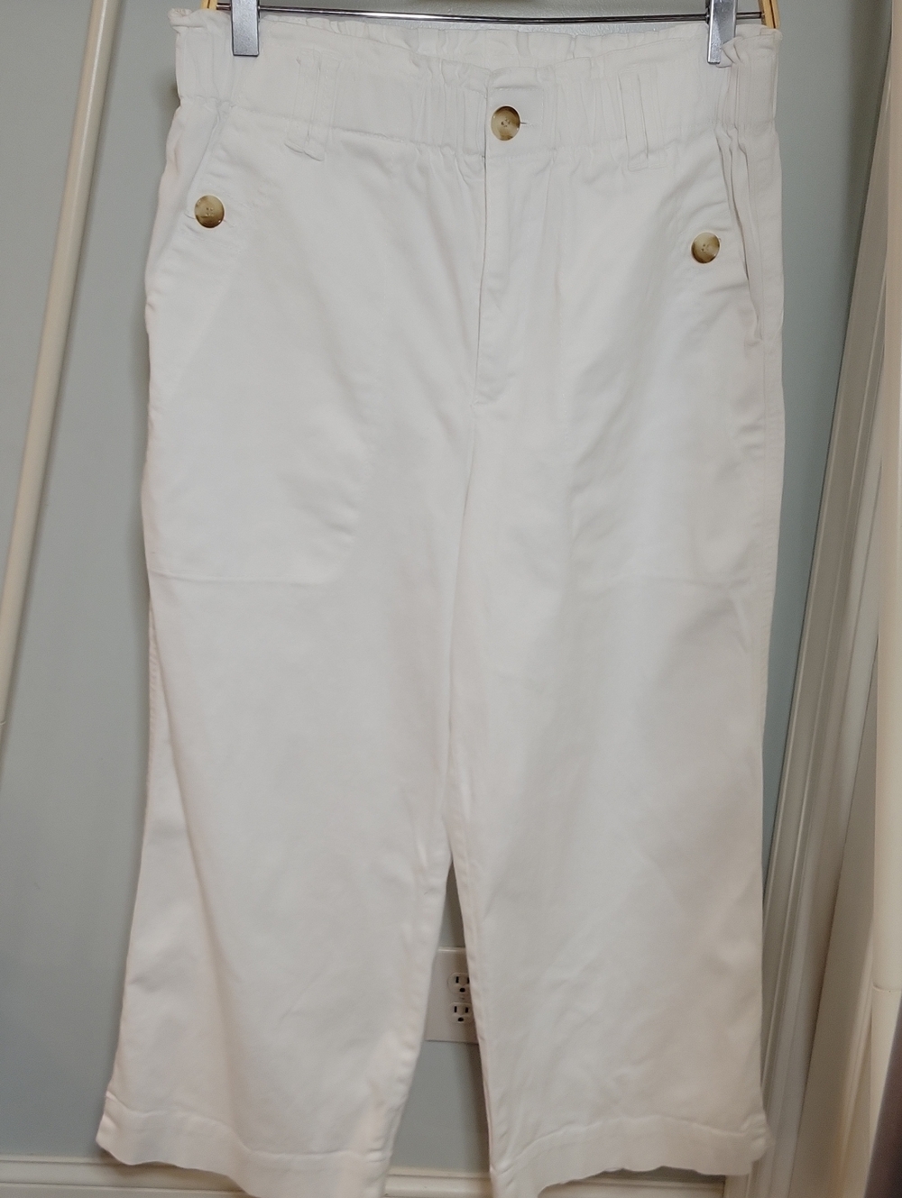 Democracy White Wide Leg Cotton Button Pants Size 12